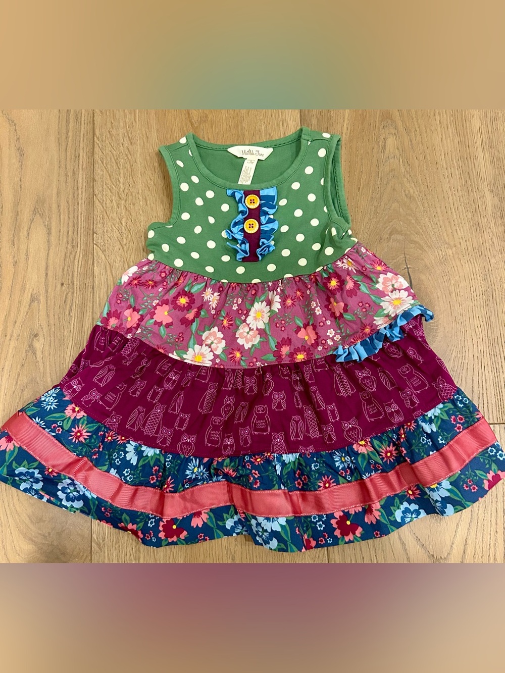 Matilda Jane Green Polka Dot Floral Tiered Dress